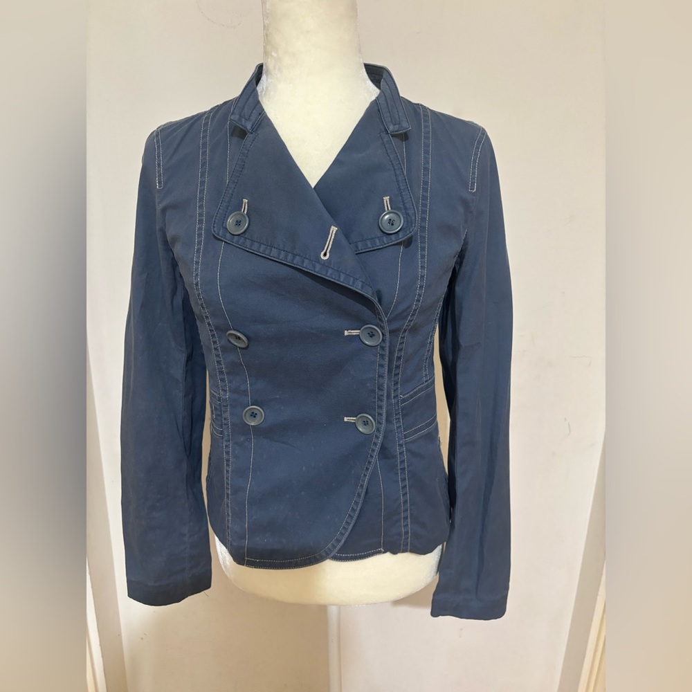 DKNY Women's Dark Blue Double-Breasted Blazer